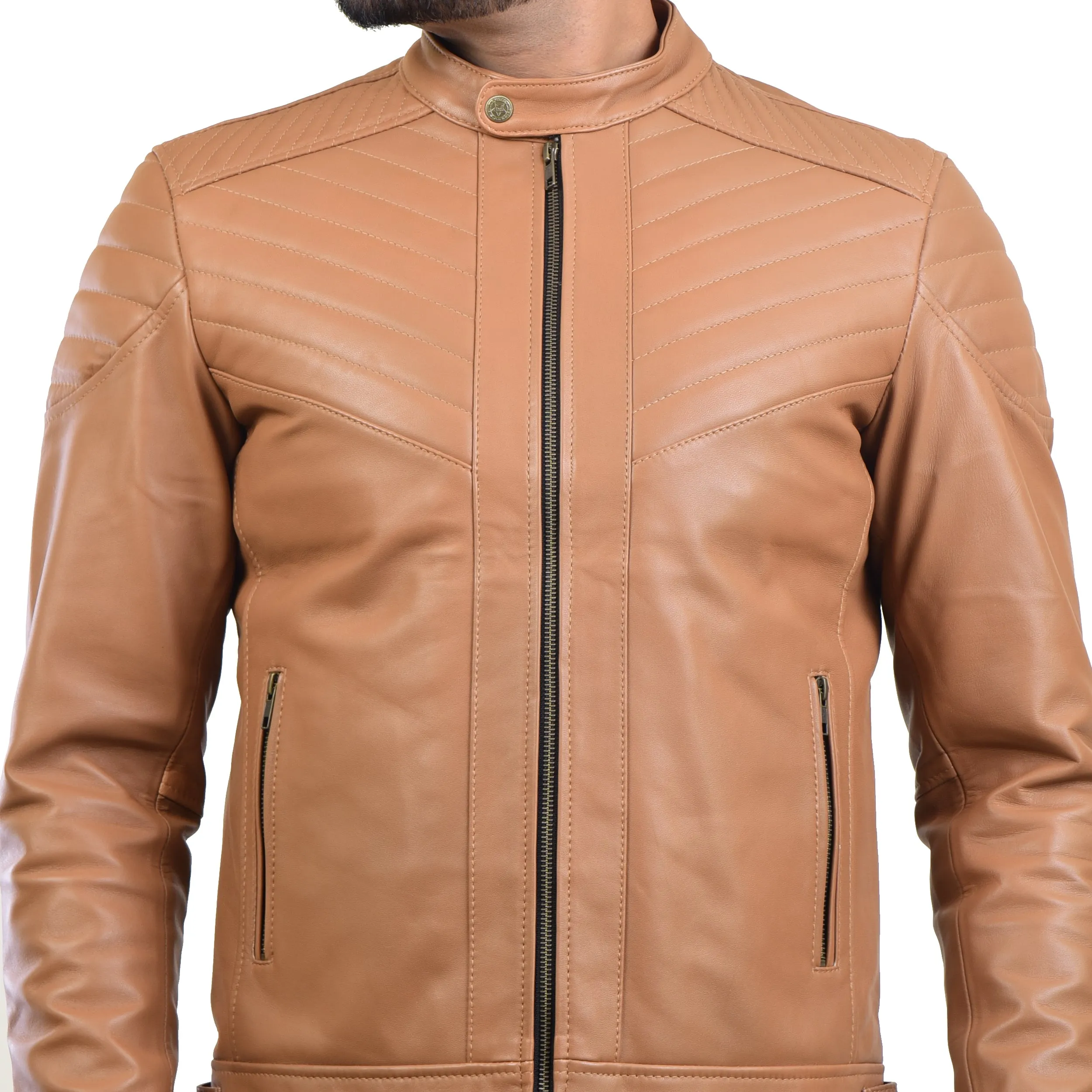 MENS LEATHER JACKET 410146(TAN)